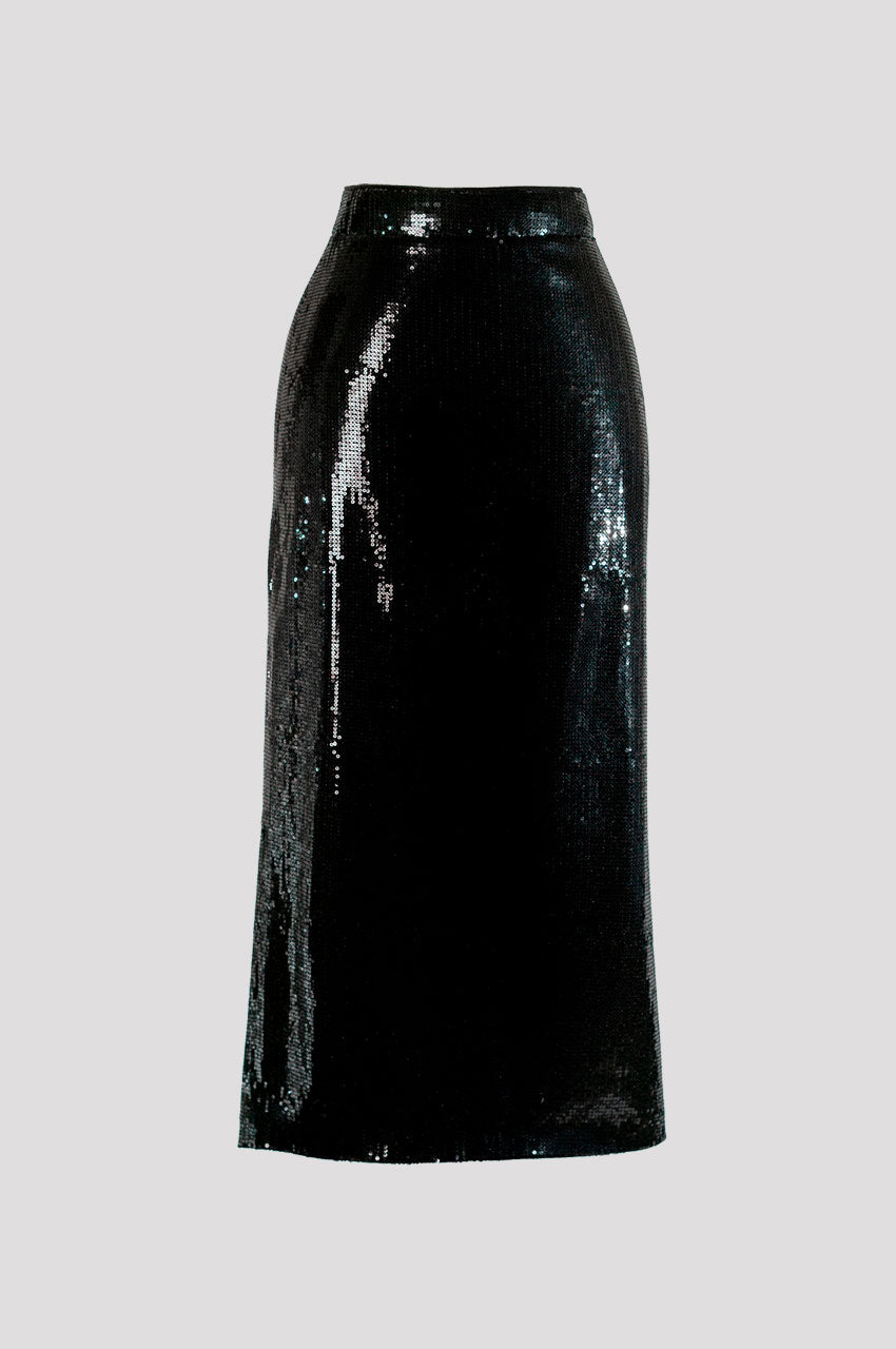 SAIA LÁPIS MIDI PAETÊ PRETO (PRE ORDER)