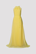 VESTIDO LONGO FLUÍDO DECOTE NADADOR AMARELO PP