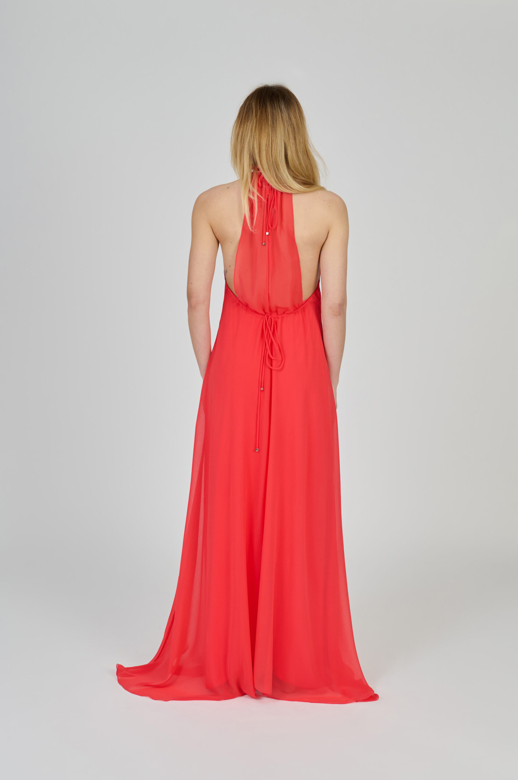 VESTIDO LONGO FLUÍDO DECOTE NADADOR CORAL - Imagem 4