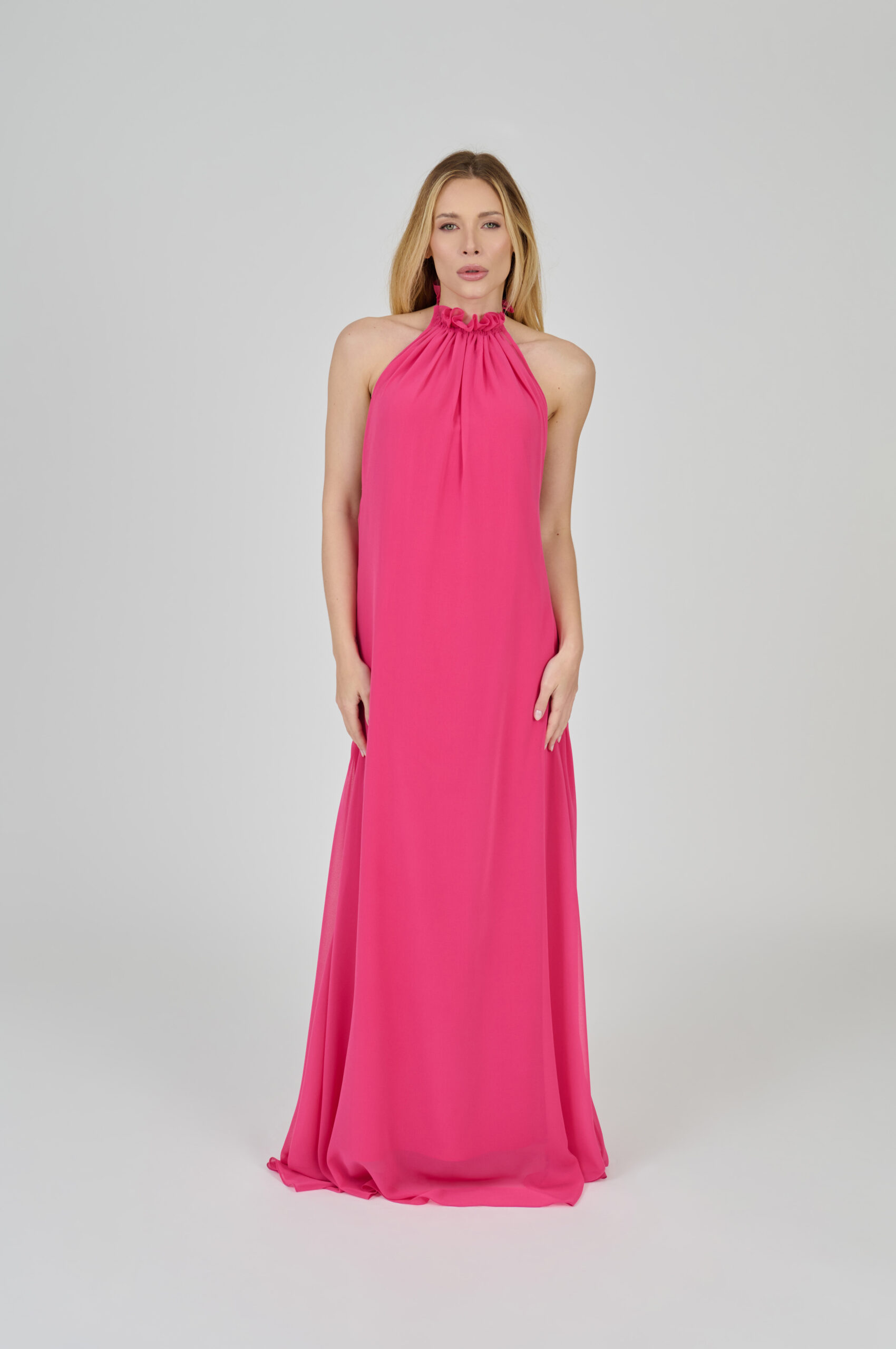 VESTIDO LONGO FLUÍDO DECOTE NADADOR PINK - Imagem 2