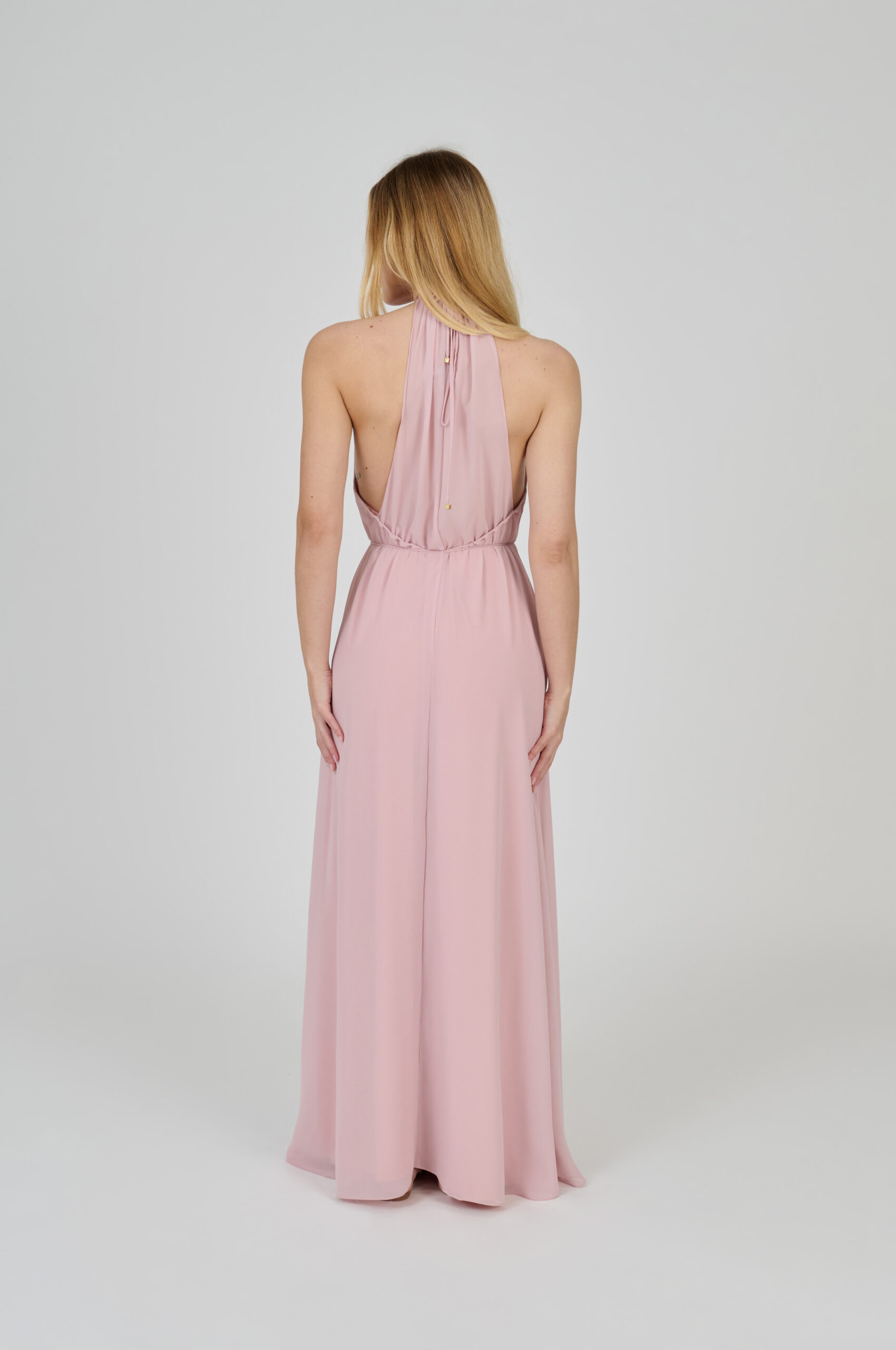 VESTIDO LONGO FLUÍDO DECOTE NADADOR ROSE - Imagem 4