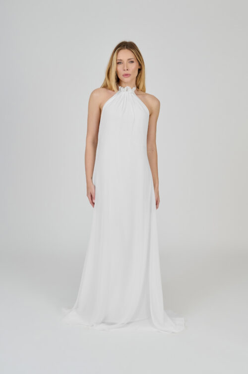 VESTIDO LONGO FLUÍDO DECOTE NADADOR BRANCO