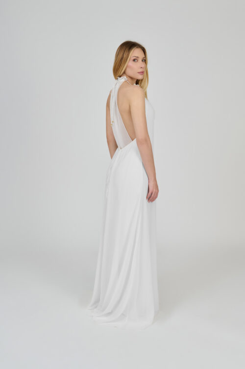 Alternative view of VESTIDO LONGO FLUÍDO DECOTE NADADOR BRANCO