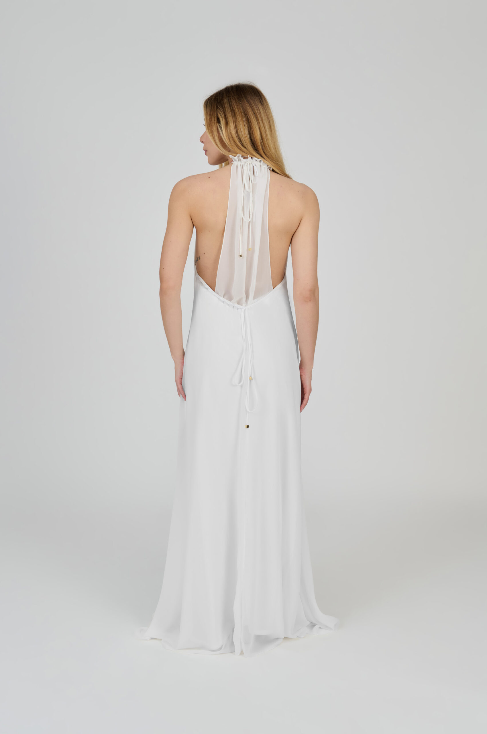 VESTIDO LONGO FLUÍDO DECOTE NADADOR BRANCO - Imagem 3