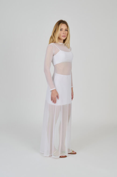 Alternative view of VESTIDO LONGO EM TULE BRANCO
