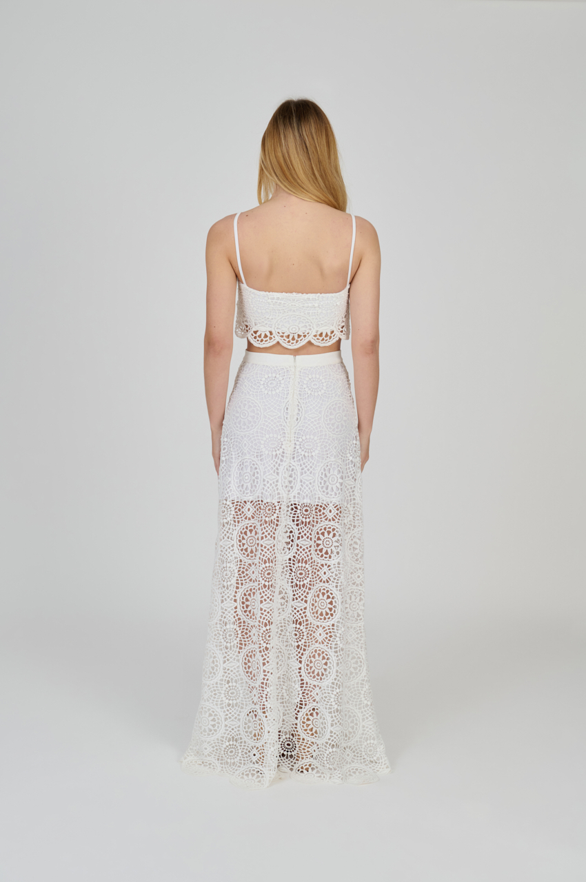 CONJUNTO TOP E SAIA LONGA EM RENDA BRANCO - Imagem 3