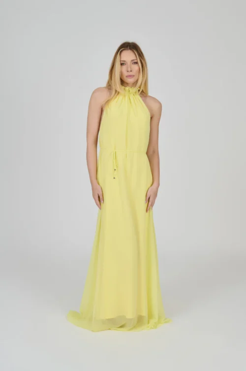 Alternative view of VESTIDO LONGO FLUÍDO DECOTE NADADOR AMARELO