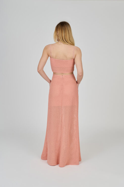 Alternative view of CONJUNTO TOP E SAIA LONGA EM TELA ROSA