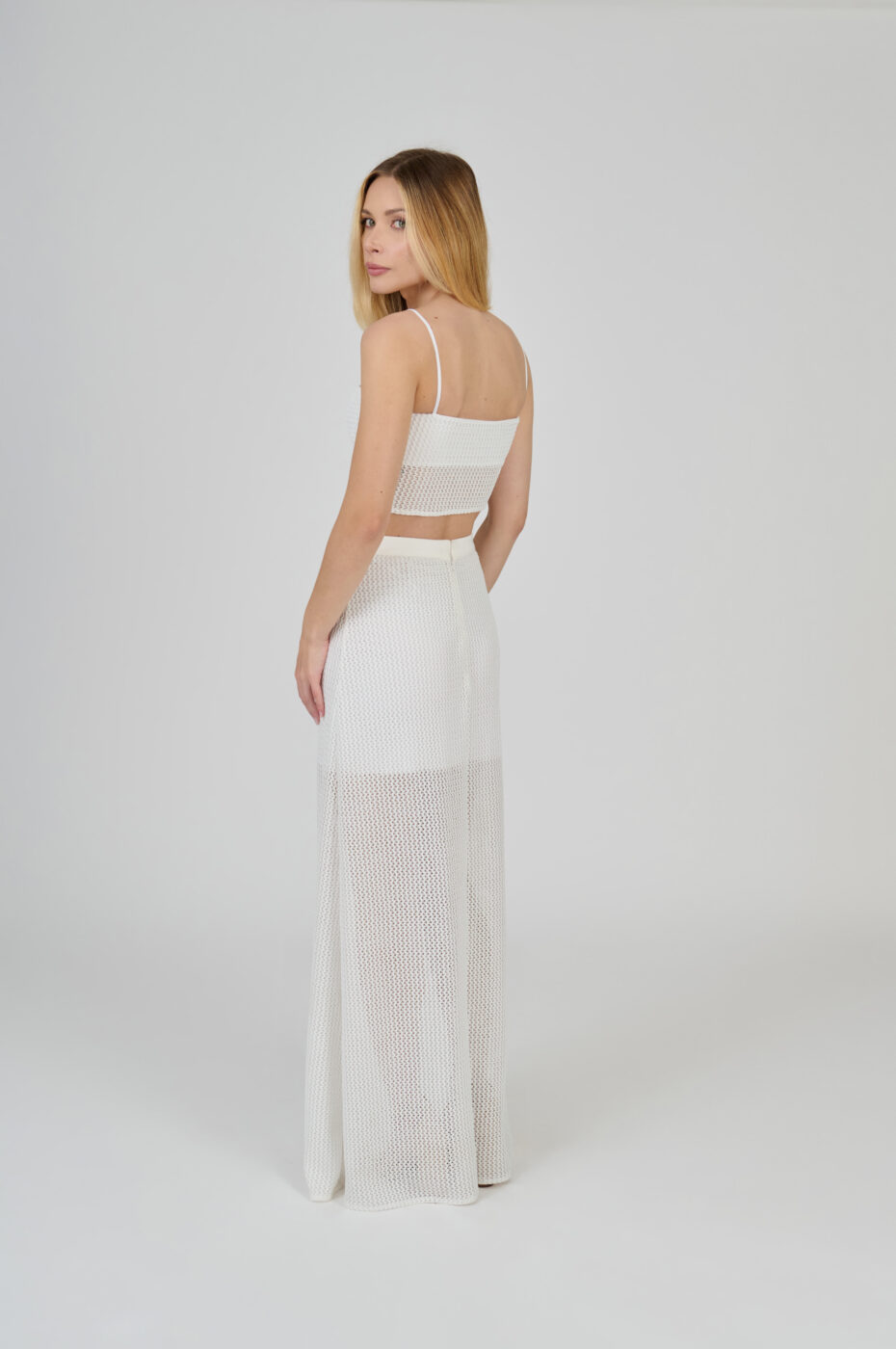 CONJUNTO TOP E SAIA LONGA EM TELA