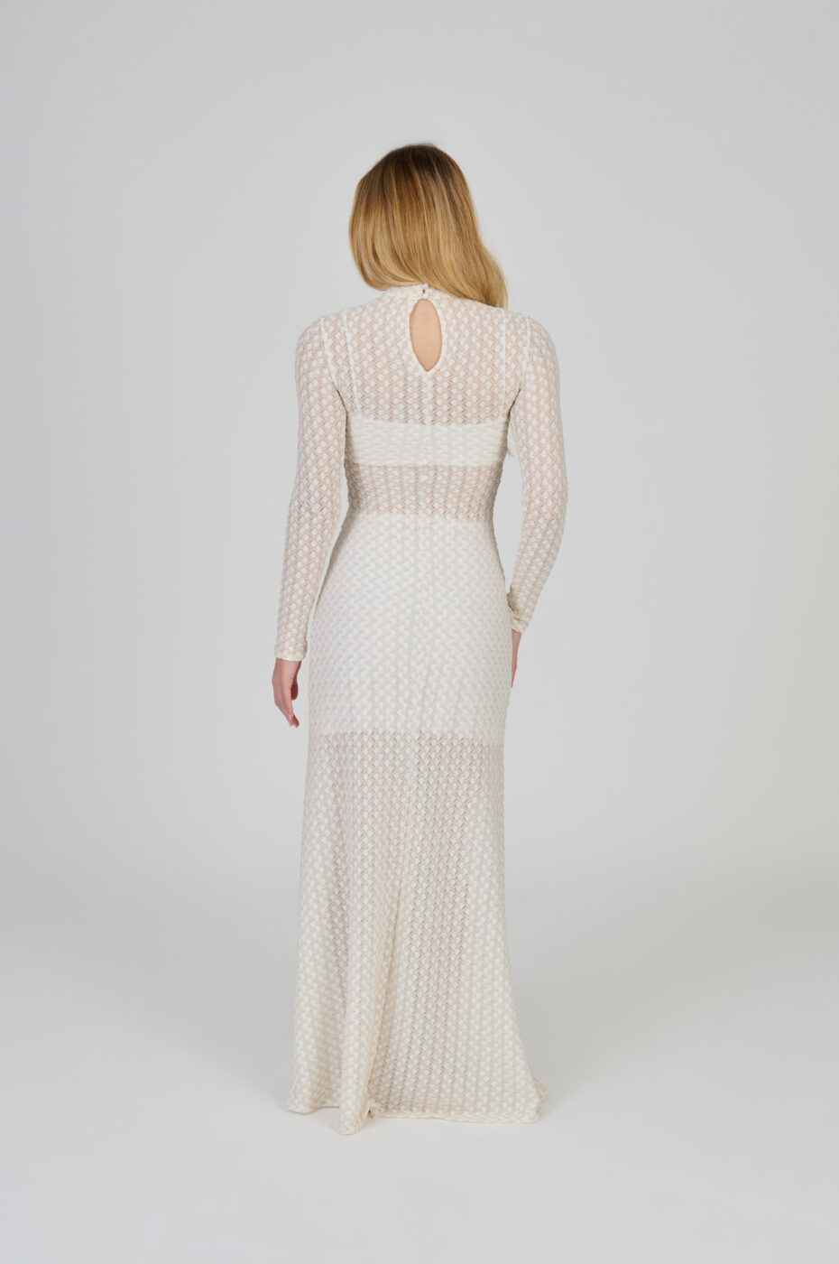 VESTIDO LONGO EM MALHA TEXTURIZADA BRANCO